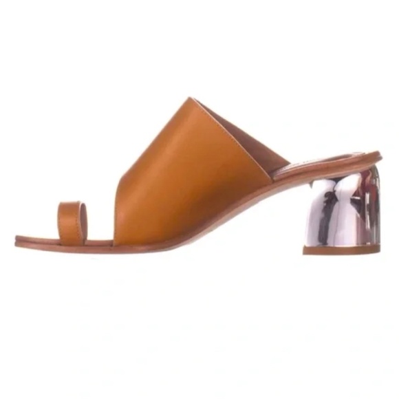Sigerson Morrison Shoes - Sigerson Morrison Marcel Leather Silver Mirrored Metallic Block Heeled Sandal